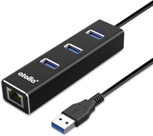 atolla USB To Ethernet Adapter, 3-Port Hub