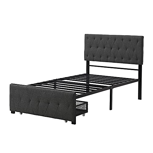 UYYYYYYIIIIIIIIIII Twin Size Metal Platform Bed with Drawer - Image 5