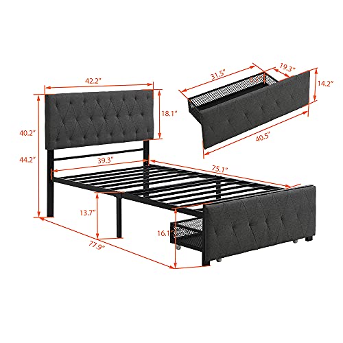 UYYYYYYIIIIIIIIIII Twin Size Metal Platform Bed with Drawer - Image 2