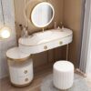 Suuim Vanity Table With Stool, Light Grey