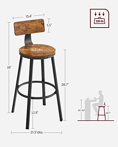 VASAGLE Bar Stools Set With Backrest ULBC026B01V1 - Image 3