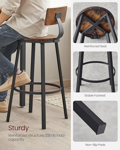 VASAGLE Bar Stools Set With Backrest ULBC026B01V1 - Image 5