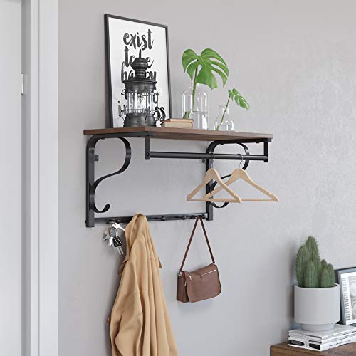 VASAGLE Coat Rack Wall Mount With Shelf ULCR11BX - Image 3