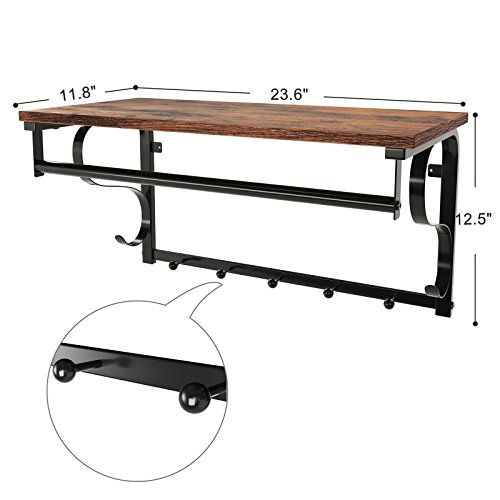 VASAGLE Coat Rack Wall Mount With Shelf ULCR11BX - Image 5