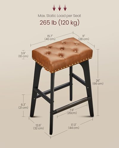 VASAGLE Counter Height Saddle Bar Stools Set - Image 2