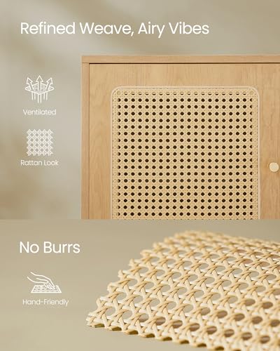 VASAGLE Natural Rattan 3-Tier Shoe Cabinet - Image 5