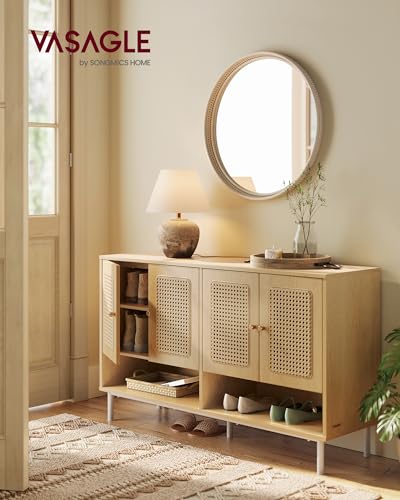 VASAGLE Natural Rattan 3-Tier Shoe Cabinet - Image 2
