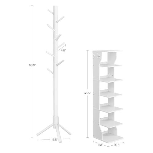 VASAGLE Shoe Rack Bundle With Coat Rack ULBS200T14 URCR04WT - Image 5