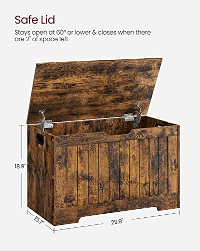 VASAGLE Storage Bench With Safety Hinges, Rustic Brown - Image 3