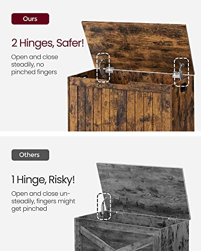 VASAGLE Storage Bench With Safety Hinges, Rustic Brown - Image 5