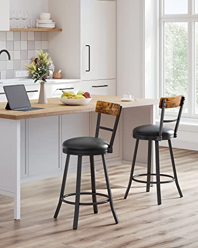 VASAGLE Swivel Bar Stool, Cushioned Seat, Industrial Style - Image 4