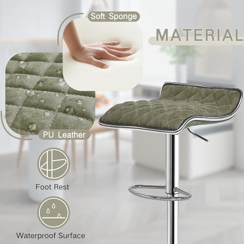 VECELO Adjustable Bar Stools, Dark Green Set - Image 4