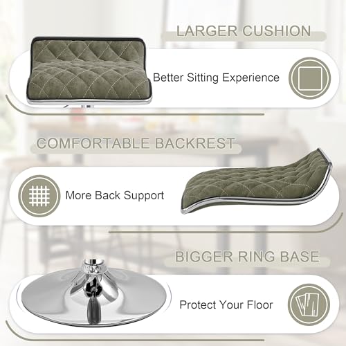 VECELO Adjustable Bar Stools, Dark Green Set - Image 5