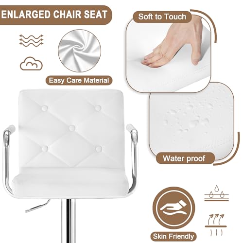 VECELO Adjustable Swivel PU Leather Bar Stools - Image 4