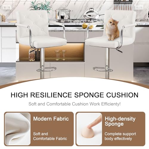 VECELO Adjustable Swivel PU Leather Bar Stools - Image 5