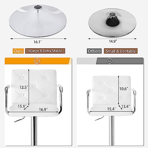 VECELO Adjustable Swivel PU Leather Bar Stools - Image 3