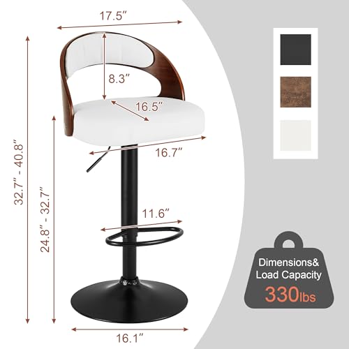 VECELO Bar Stool Set, Adjustable Swivel Stools - Image 2