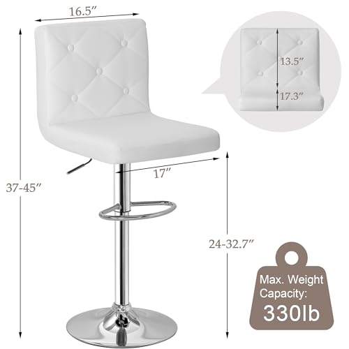 VECELO Modern PU Leather Adjustable Bar Stools - Image 3