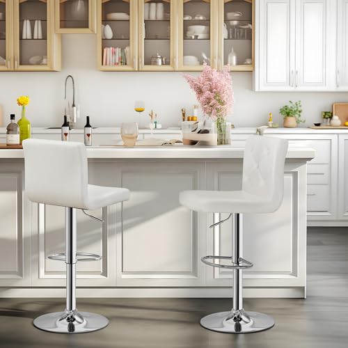VECELO Modern PU Leather Adjustable Bar Stools - Image 2