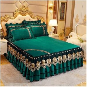 jshdufhuegfdbcngbg Velvet Lace Bed Skirt Embroidered (A 200X220CM Code)