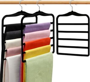 SHUKEEKA Velvet Pants Hangers, 5 Tier Organizer