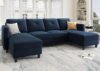 HONBAY Velvet U Shaped Sectional Sofa, Dark Blue