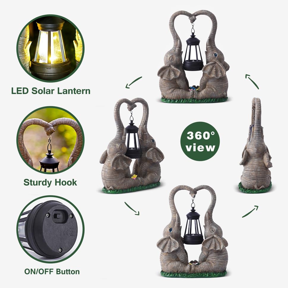 Vereemy Elephant Statues With LED Solar Lights - Image 4
