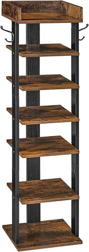 HOOBRO Vertical Shoe Rack, 7 Tier Wooden Organizer