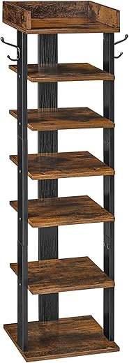HOOBRO Vertical Shoe Rack, 7 Tier Wooden Organizer