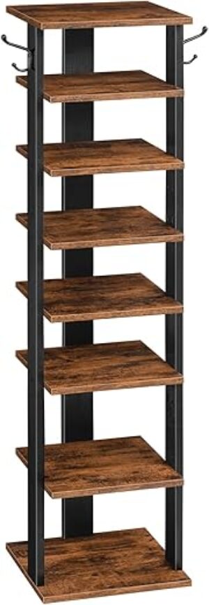 HOOBRO Vertical Shoe Rack, 8 Tier Organizer, Rustic Brown BF07XJ01G1