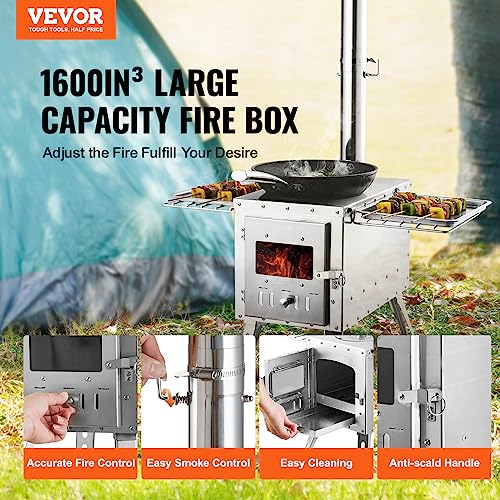 VEVOR Camping Wood Stove With Chimney Pipes - Image 2