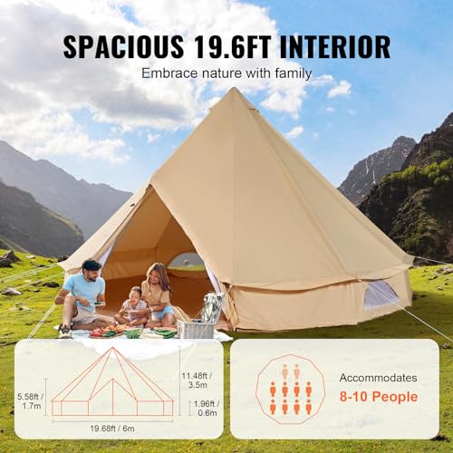VEVOR Canvas Bell Tent 4 Seasons, 6 m - Image 4