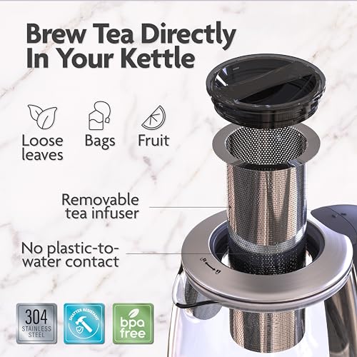 Vianté Electric Glass Tea Kettle With Infuser - Image 3