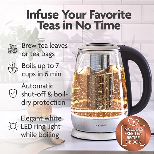 Vianté Electric Glass Tea Kettle With Infuser - Image 2