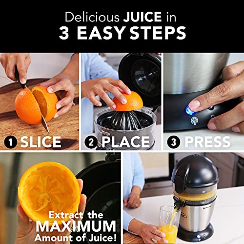 VINCI Hands Free Electric Citrus Juicer, Black/Stainless Steel - Image 4