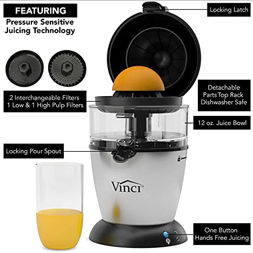 VINCI Hands Free Electric Citrus Juicer, Black/Stainless Steel - Image 5