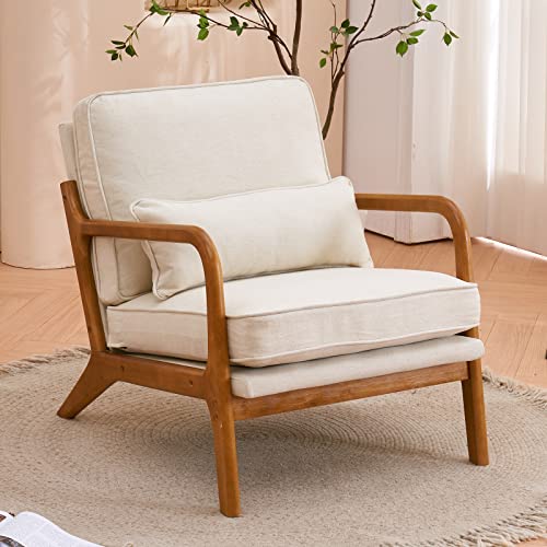VINGLI Cozy Beige Linen Accent Chairs Set - Image 5