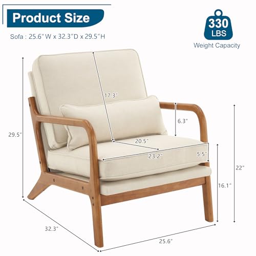 VINGLI Cozy Beige Linen Accent Chairs Set - Image 2