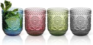 Topsky Vintage Embossed Floral Glassware Set