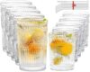 Lvtrupc Vintage Floral Embossed Drinking Glasses Set