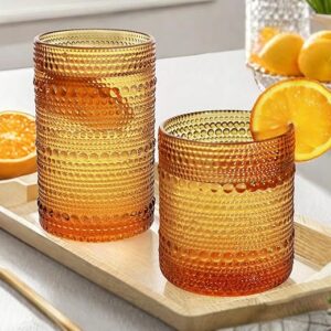 Lumkit Vintage Hobnail Drinking Glasses Set, 8-Piece