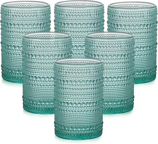 ZMOWIPDL Vintage Hobnail Glass Cups Set, 15 oz