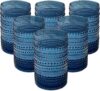 UPZAI Vintage Hobnail Tumbler Set, 6pcs Blue