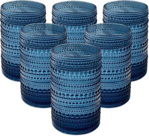 UPZAI Vintage Hobnail Tumbler Set, 6pcs Blue