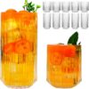 QAPPDA Vintage Ribbed Glassware Set, 12-Piece