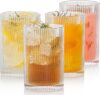 POLIDREAM Vintage Ribbed Glassware Set: 4pcs 16.9oz