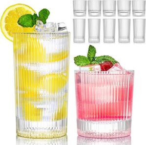 Triplorare Vintage Ribbed Water Glasses Set