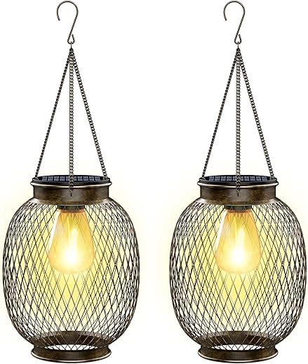 Collasis Vintage Solar Hanging Lanterns Outdoor Decor