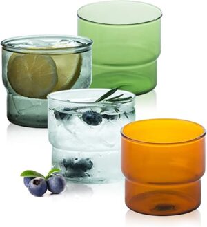 INSETLAN Vintage Stackable Colored Glassware Set