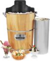 Elite Gourmet Vintage Wood Bucket Electric Ice Cream Maker